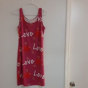 Pink Love Print Midi Dress